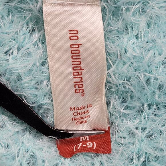 No Boundaries Sweater Womens M (7-9) Juniors Blue Fuzzy Eyelash Knit Pullover - Picture 3 of 8